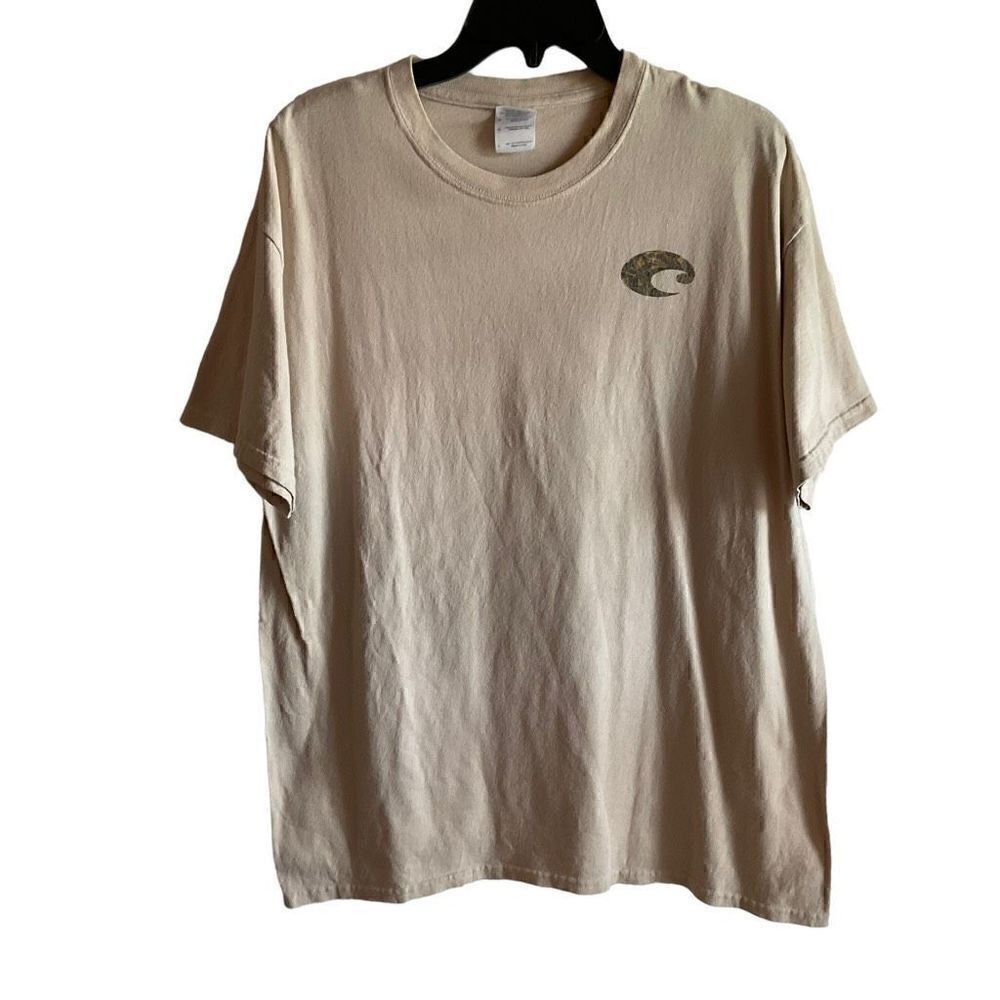 Gildan Costa Tee Shirt Crew Neck Tan Costa Tropical Logo Short Sleeve Large
